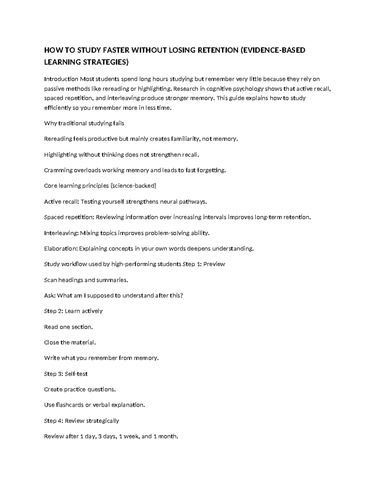 Effective Study Techniques for Retention (Evidence-Based Strategies ...