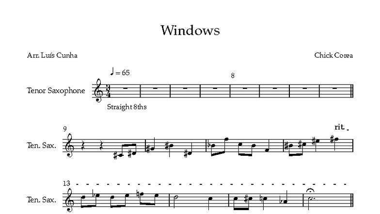 Windows Cheek - Big Band Parts for Tenor Saxophone - Studocu