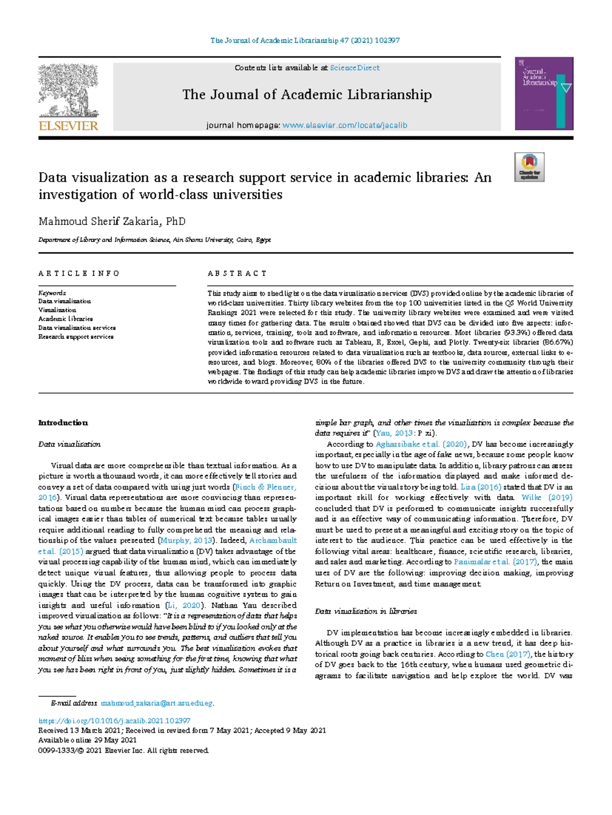 Data Visualization Services in Academic Libraries: A Comprehensive ...