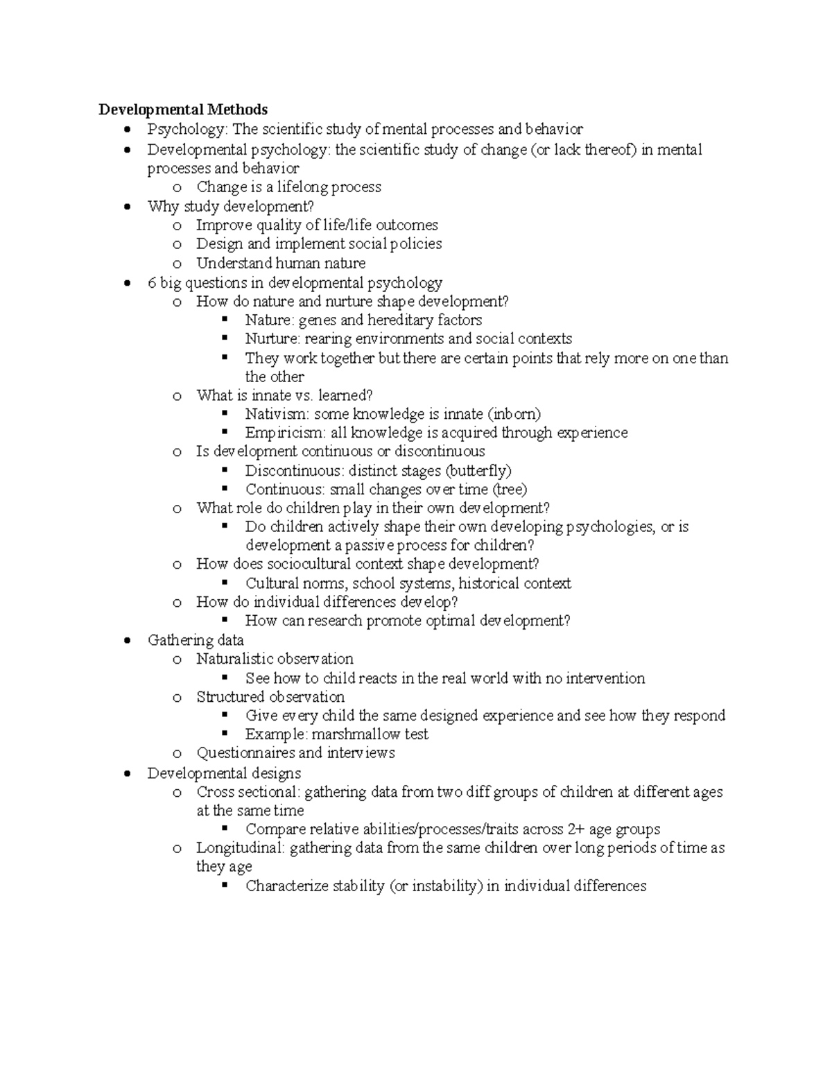 Developmental Psychology Exam 1 Study Guide: Key Concepts & Theories ...