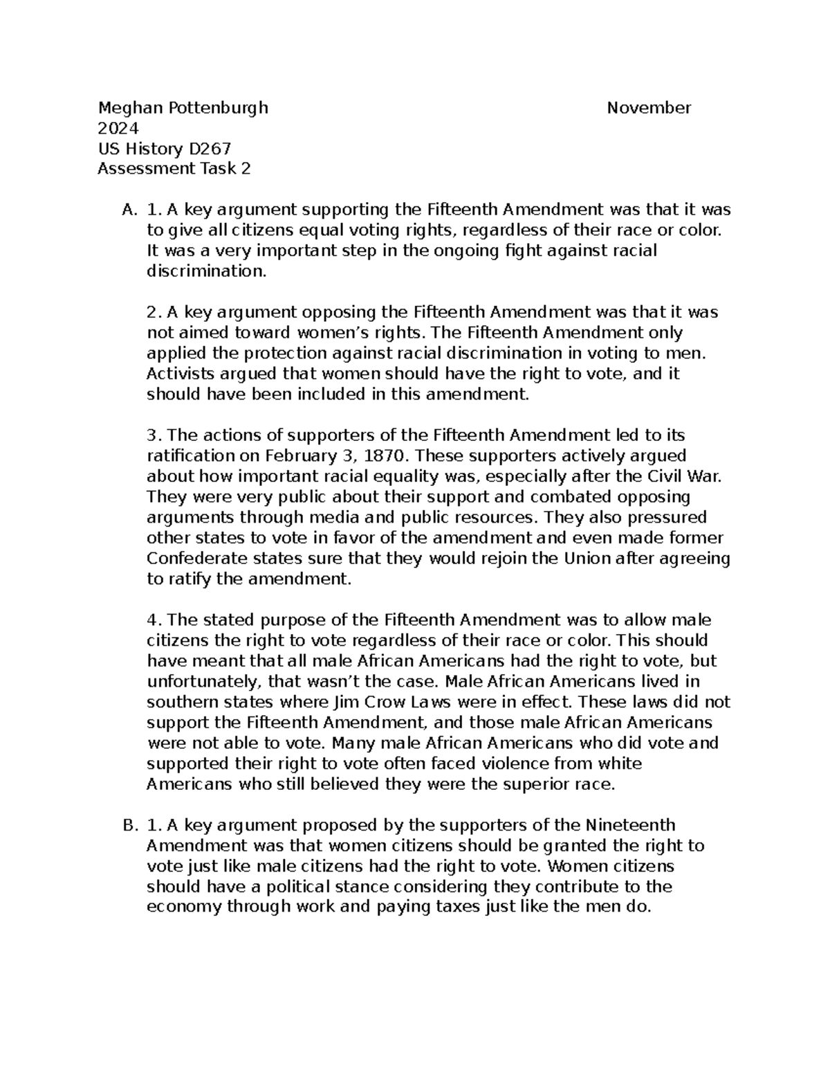 US History Task 2 - passed - Meghan Pottenburgh November 2024 US ...