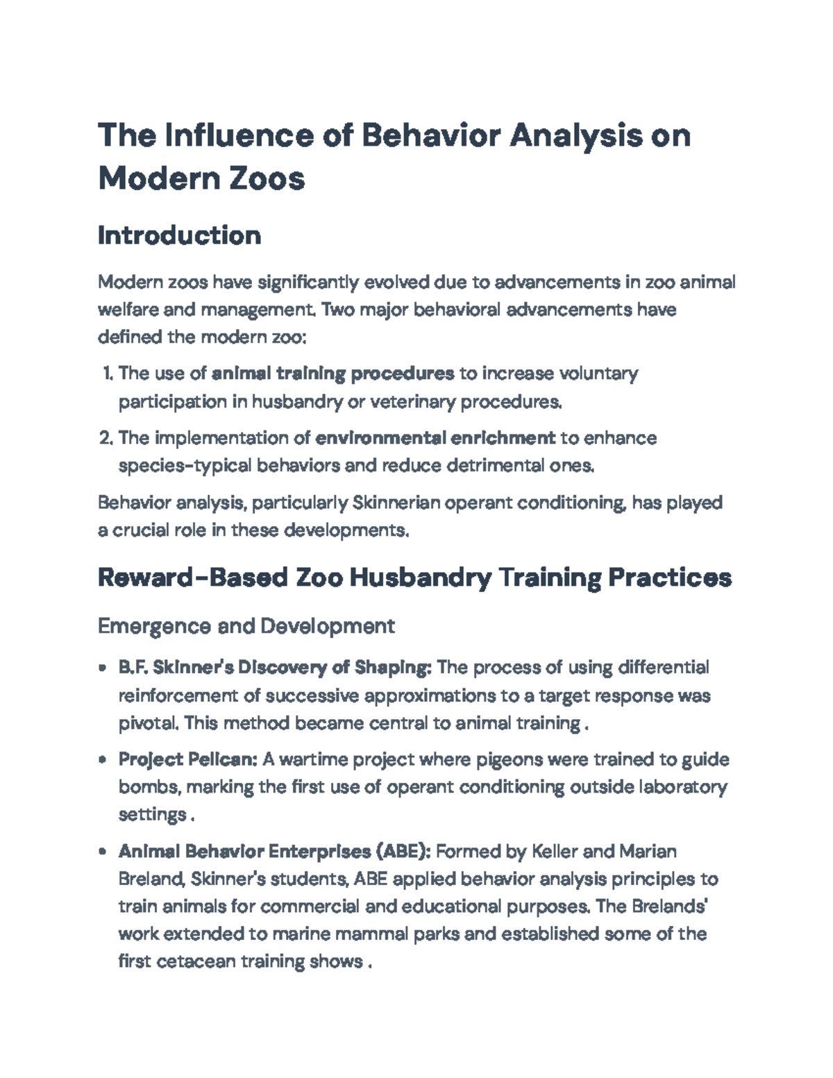 Behavior Analysis in Modern Zoos: Enhancing Animal Welfare & Training ...