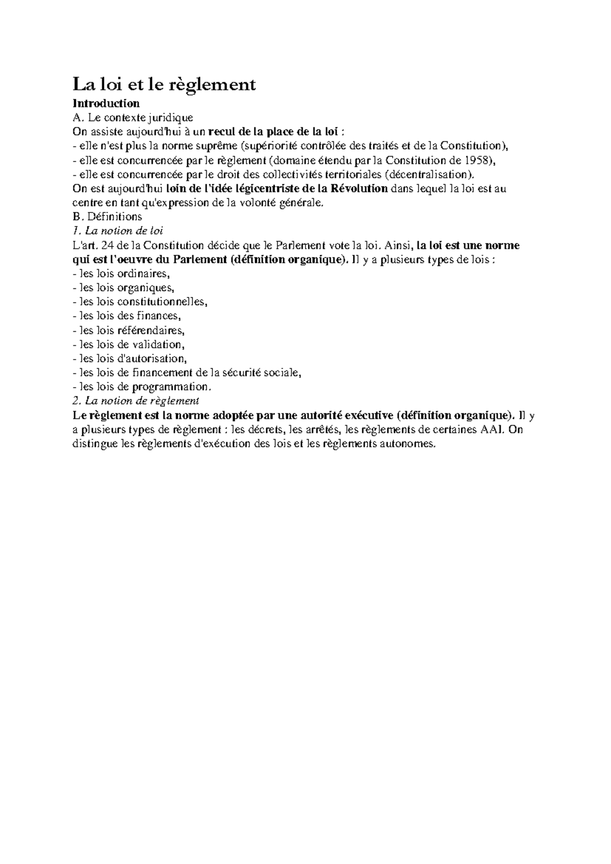 Droit public s3 droit international loi et réglement intro - La loi et ...