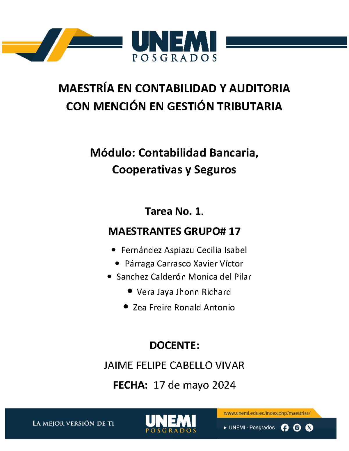 Tarea No. 1: Análisis Financiero de la Cooperativa Pilahuín Tío - Grupo 17 - Document Preview