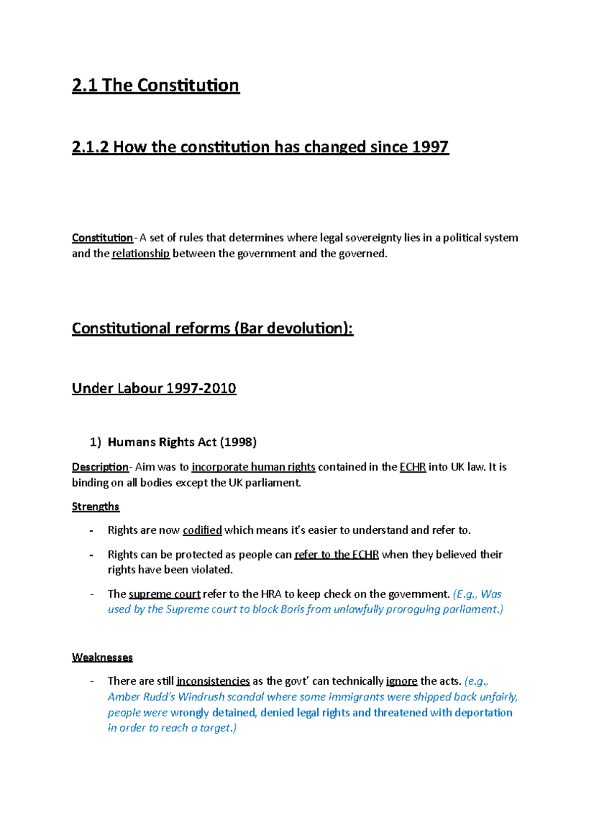2.1.2 How the constitution has changed since 1997 - 2 The Constitution ...
