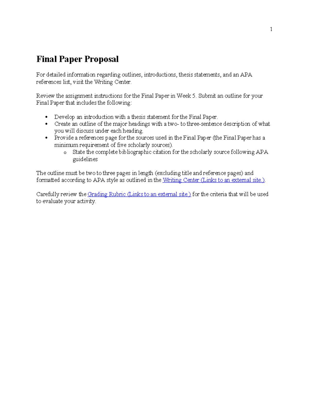 BUS311 Final Paper Proposal Outline and Guidelines - Studocu