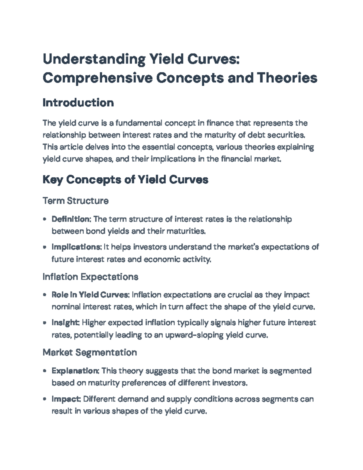 Understanding Yield Curves: Key Concepts and Theories in Finance ...