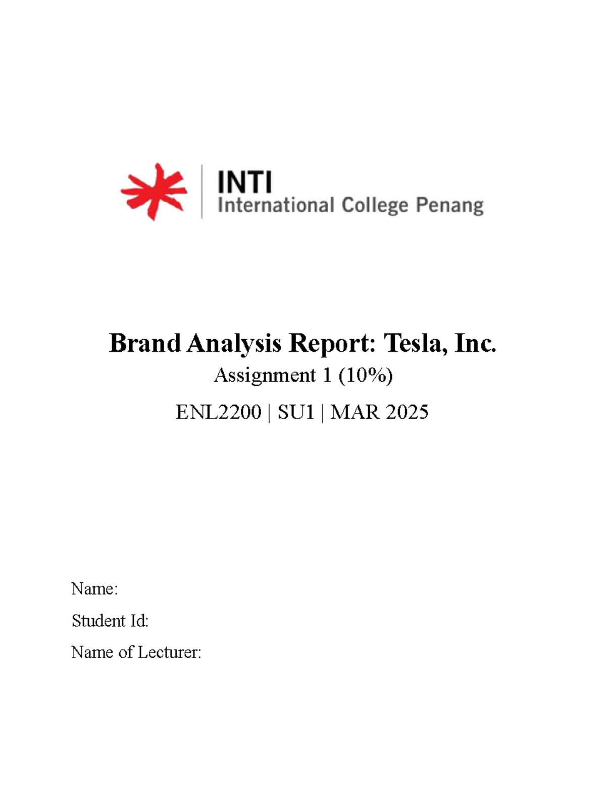 ENL2200 Assignment 1: Tesla, Inc. Brand Analysis Report - Studocu
