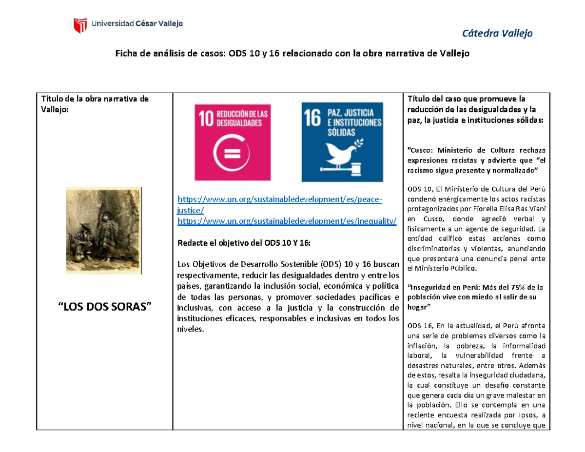 Cátedra Vallejo: Análisis de Casos ODS 10 y 16 en la Narrativa de ...