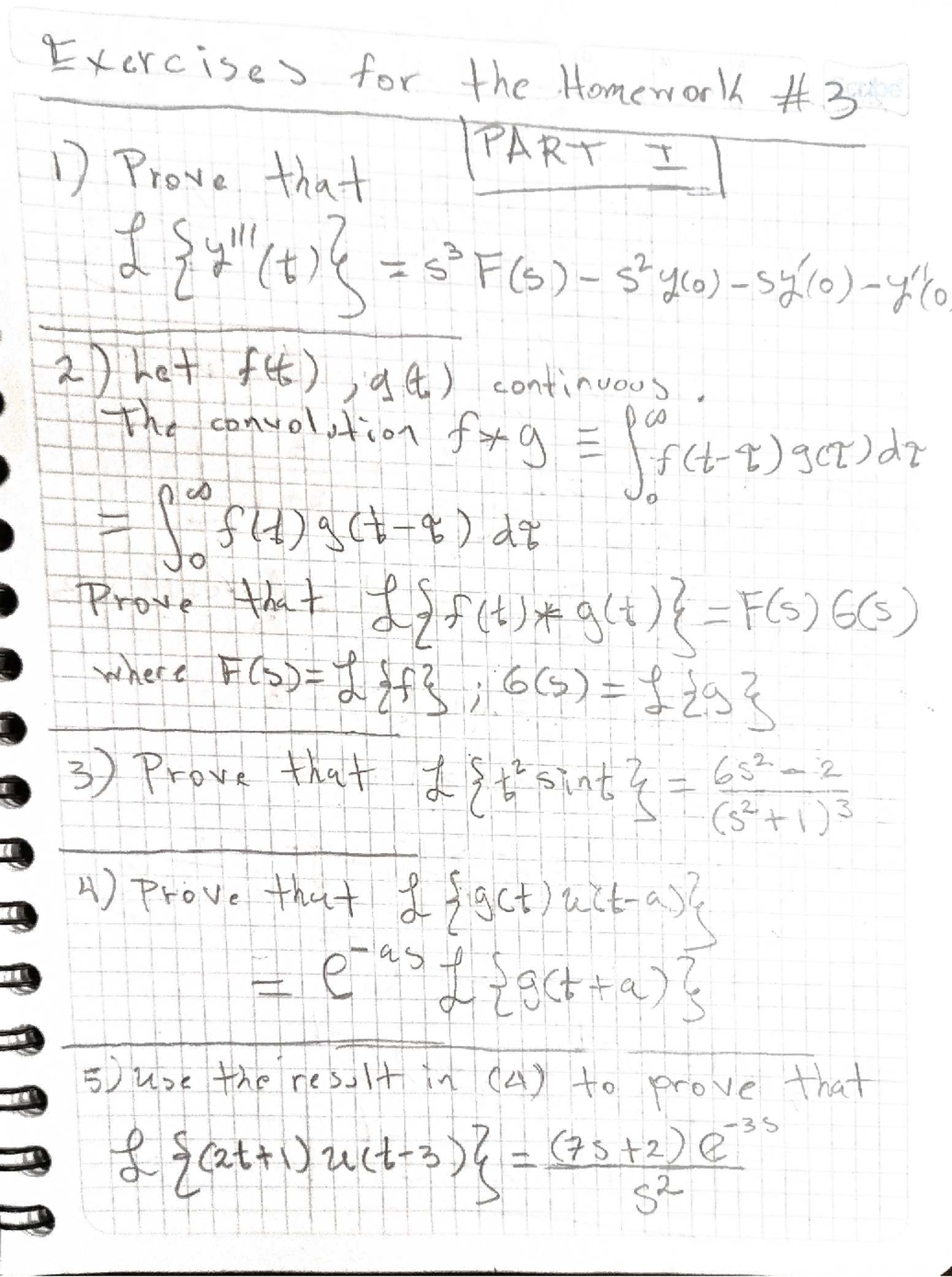 Homework 3 - Exercises on Convolution and Laplace Transforms - Studocu