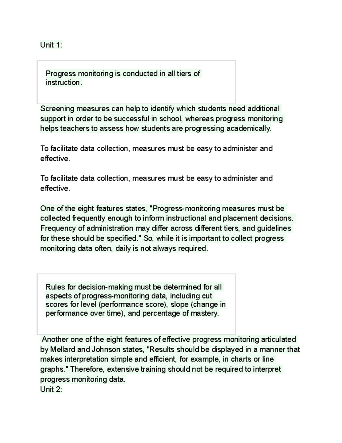 D152 notes 1 - Unit 1: Progress monitoring is conducted in all tiers of ...