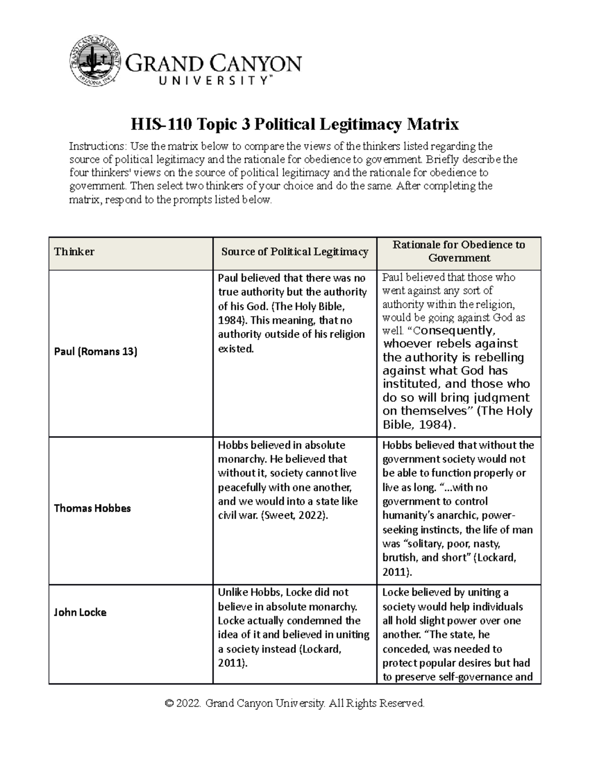HIS-110 T3 Political Legitimacy Matrix Analysis and Comparison - Studocu