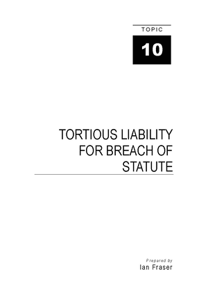 LW204: Torts Law II Final Exam Review - Semester 2 2022 - Studocu