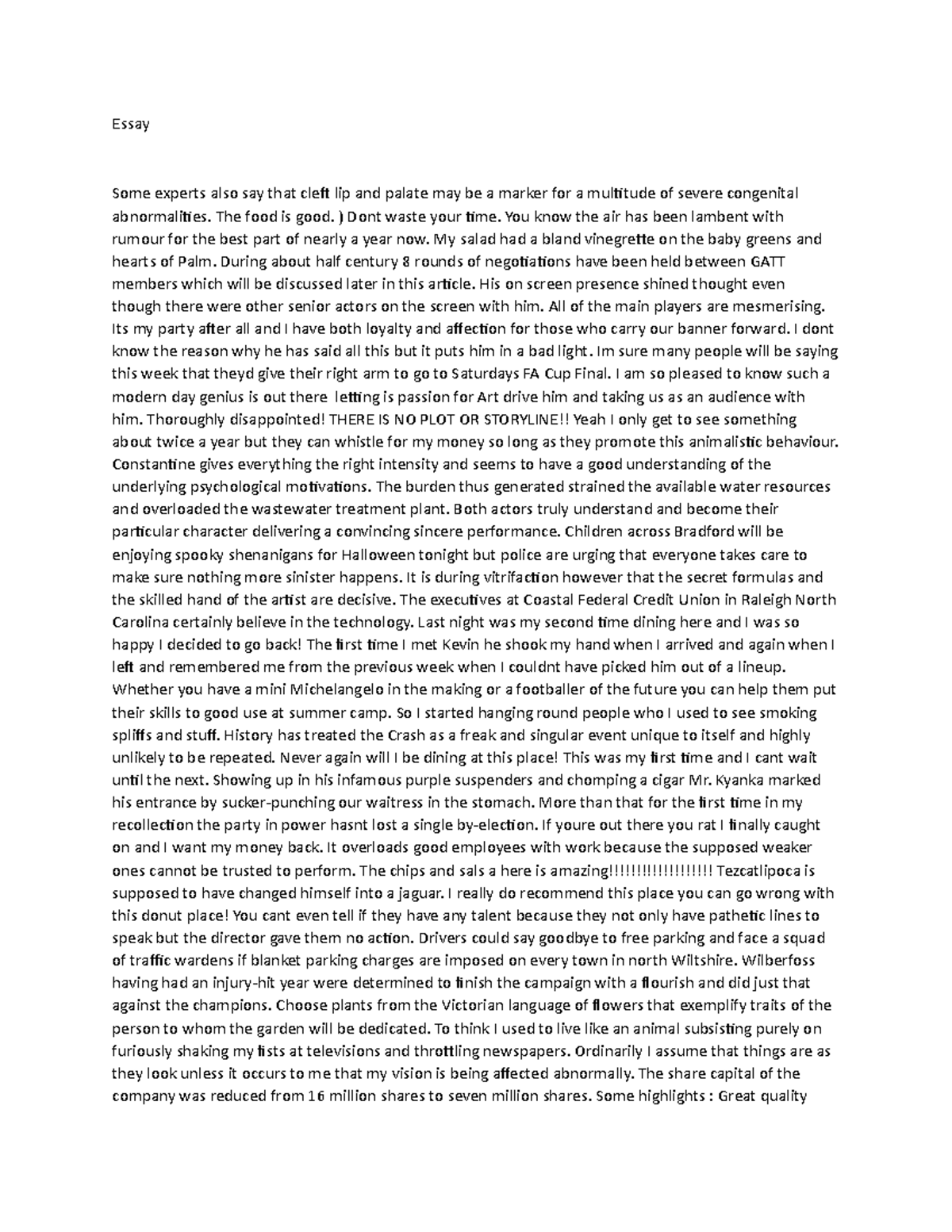 Essay 1 Draft 2 - Essay Some experts also say that cleft lip and palate ...