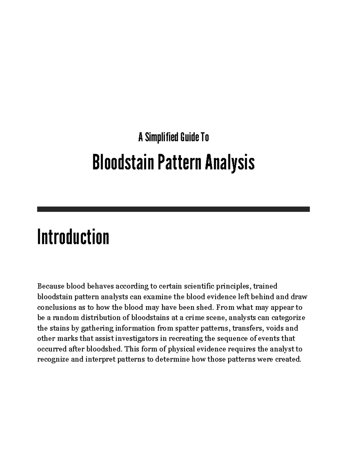 Bloodstain Pattern Analysis (BPA): A Simplified Forensic Guide - Studocu