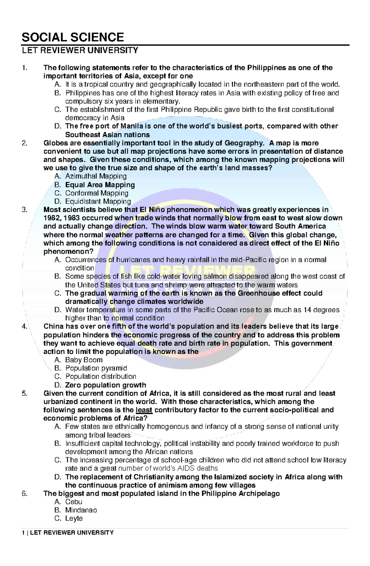 Social Science LET Reviewer: Key Concepts and Questions for University ...