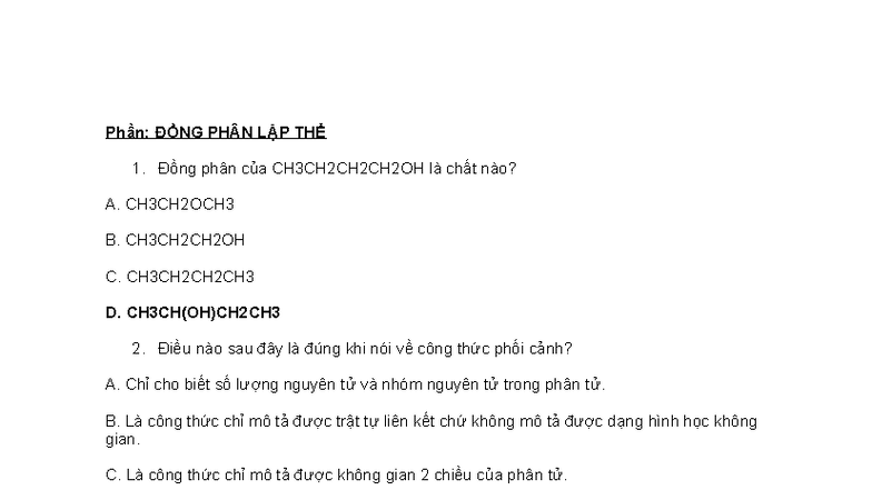 Đồng phân lập thể và công thức phối cảnh - DPLT - CEC - Studocu