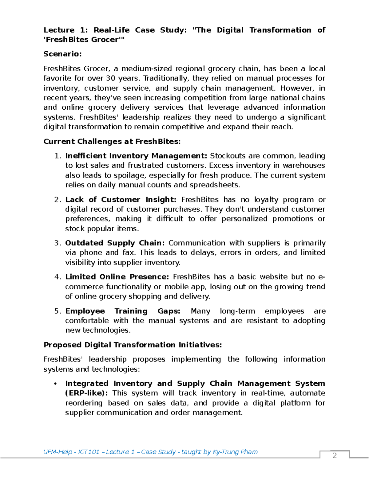 ICT101 Lecture 1: Case Study on FreshBites' Digital Transformation ...