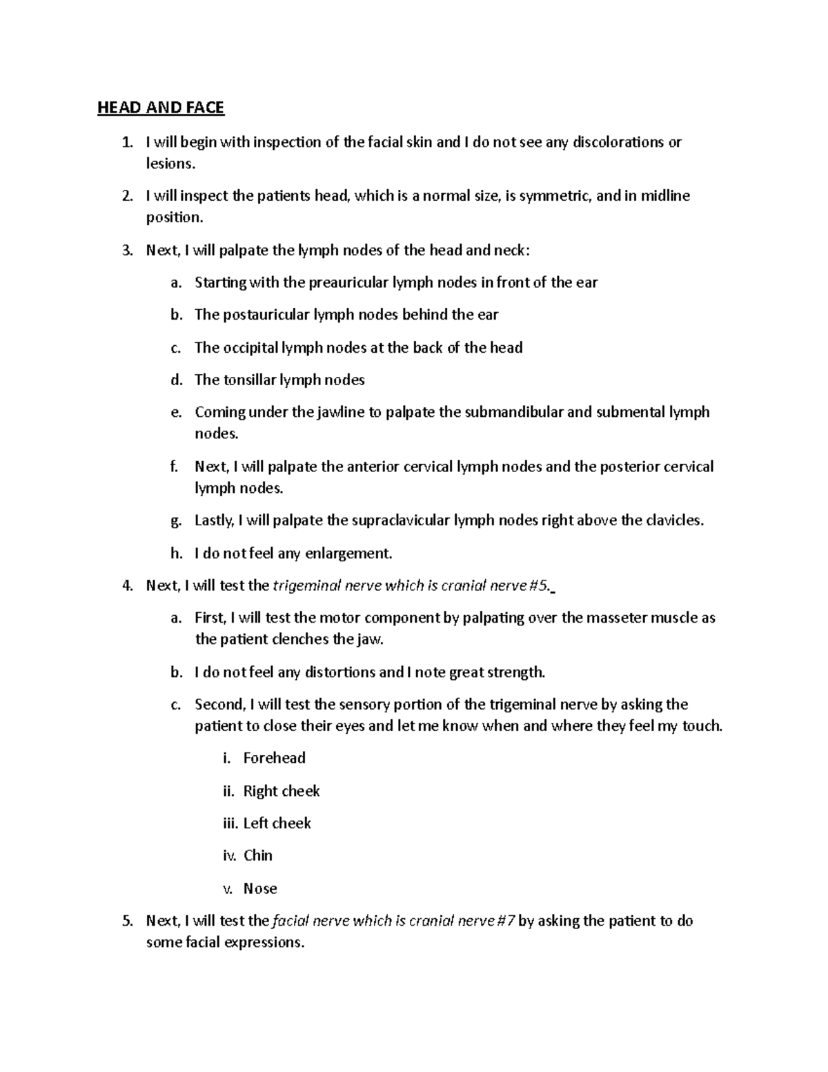 Physical Exam Script: Comprehensive Assessment Video Guide - Studocu