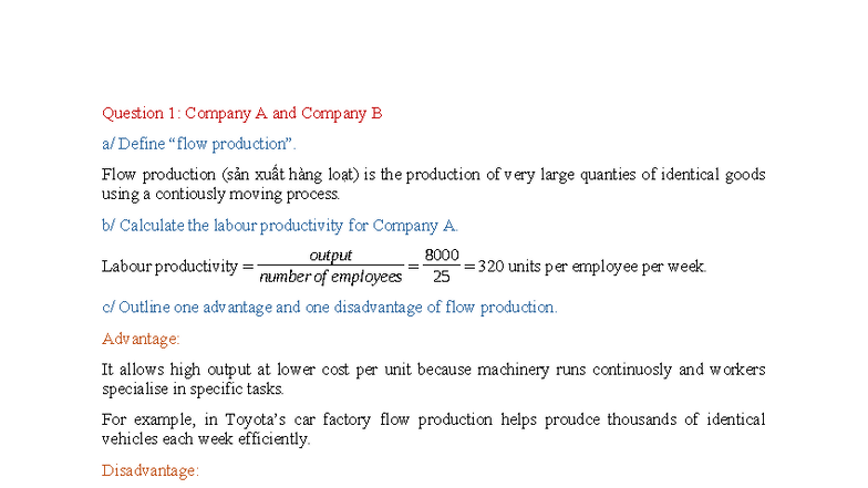 Case Study Unit 15: Flow Production & Batch Production Analysis - Studocu
