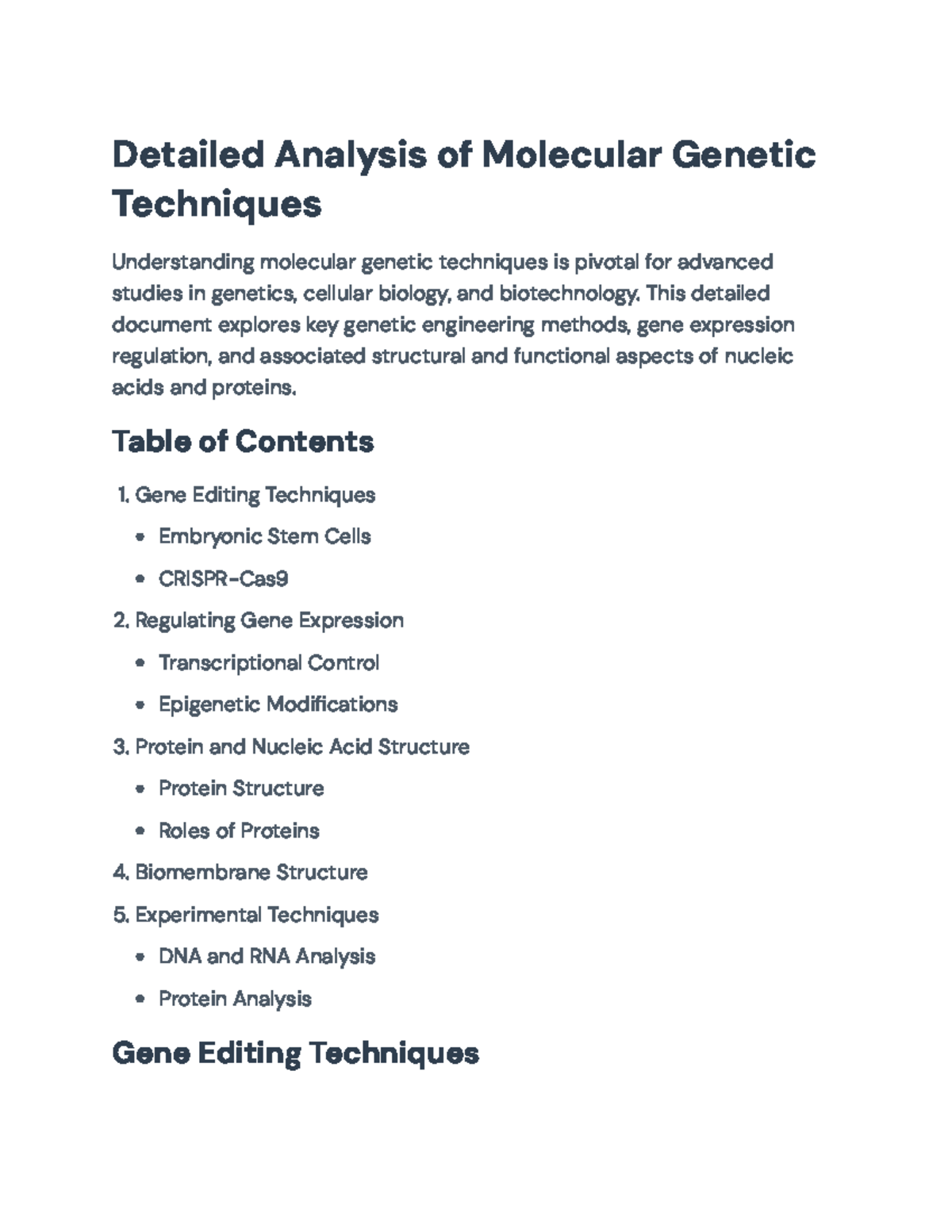 Molecular Genetic Techniques: Analysis and Applications in Genetics ...
