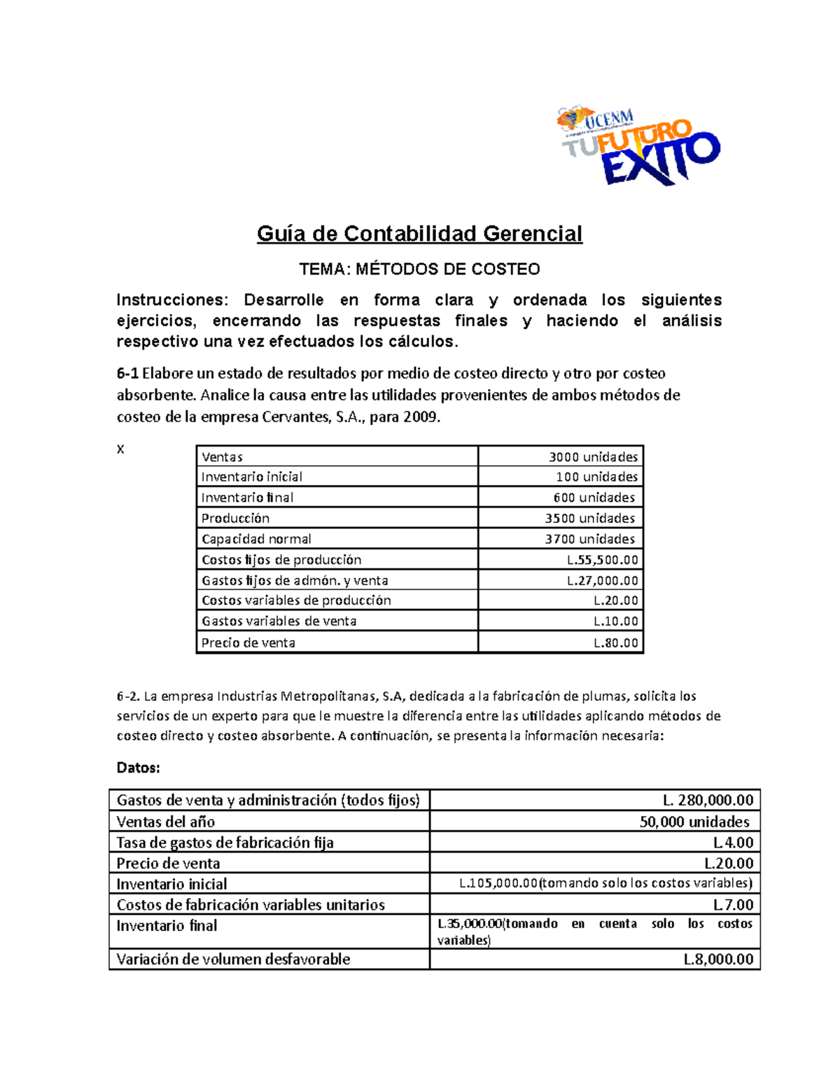 Guía de Métodos de Costeo en Contabilidad Gerencial - Studocu