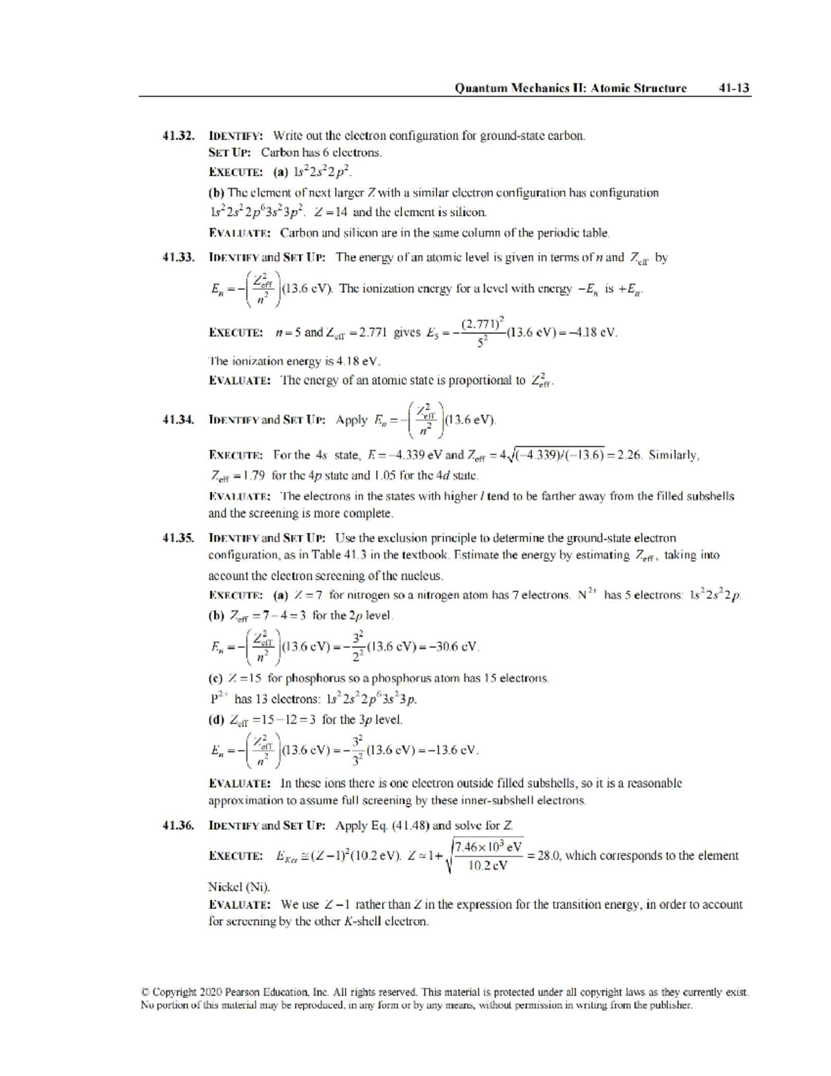 Quantum Mechanics II: Atomic Structure Solutions 41.32-41.36 - Studocu