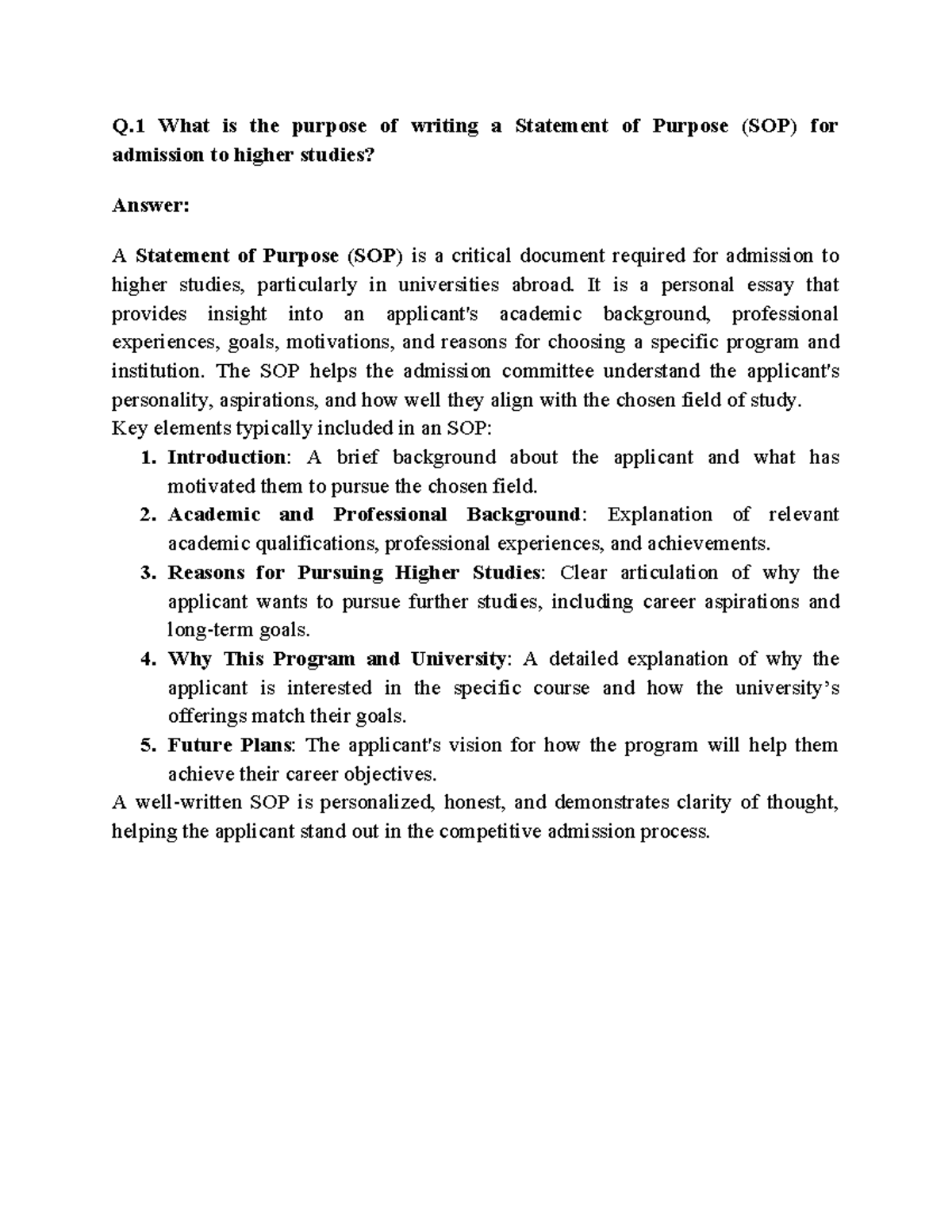 SOP Preparation for MS in Computer Science - Dronacharya Group - Studocu