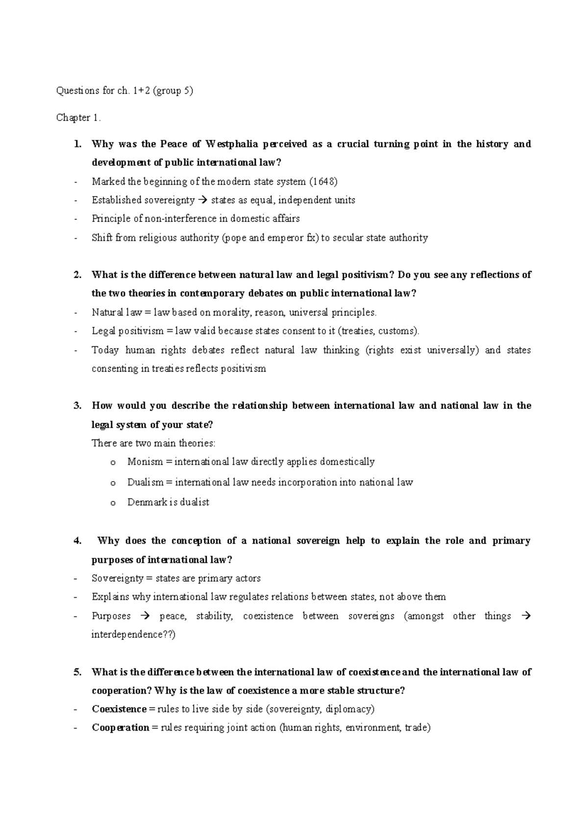 IL 101: Chapter 1 & 2 Questions on International Law Concepts - Studocu