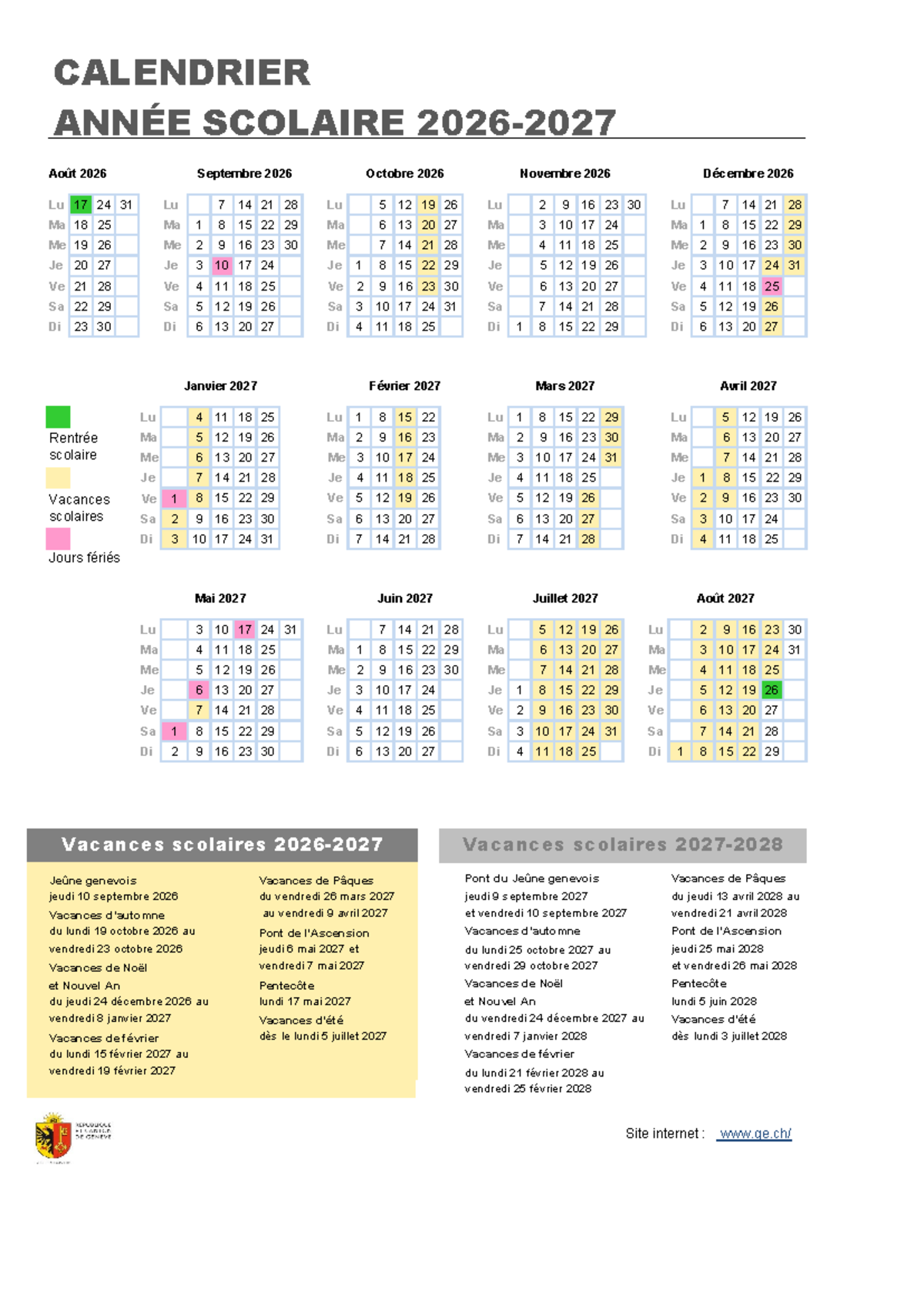 calendrier-scolaire-2026-2027-avec-vacances-et-jours-f-ri-s-studocu