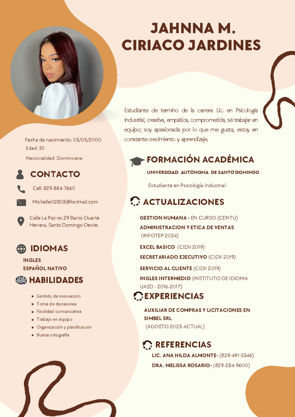 CV 2026 - Perfil Profesional de JAHNNA M. CIRIACO JARDINES - Studocu