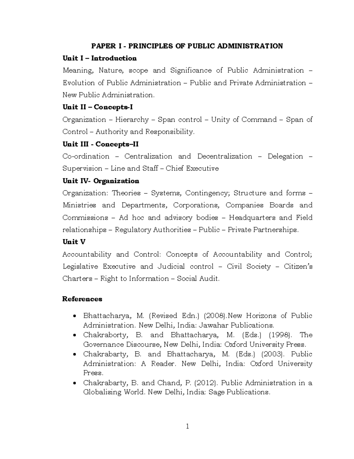 PAPER I: PRINCIPLES OF PUBLIC ADMINISTRATION - Comprehensive Overview ...