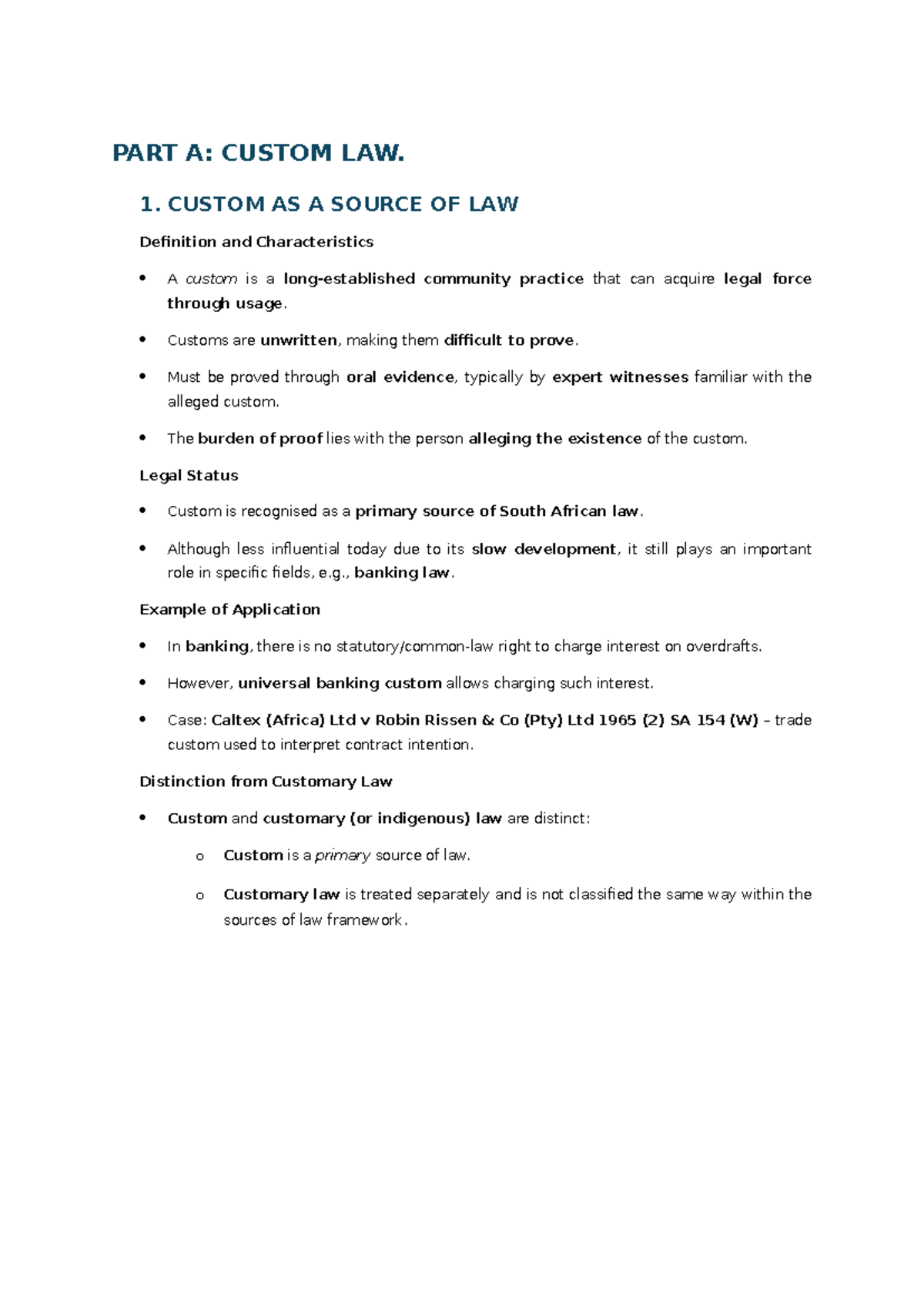Notes on Custom Law and Customary Law (LAW 101) - Studocu