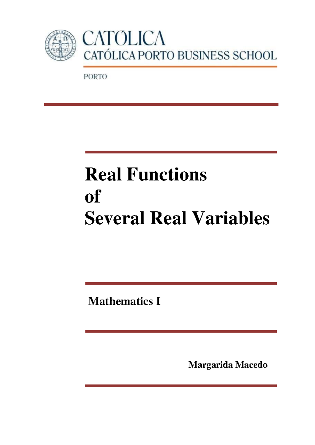 Functions of Several Real Variables in Mathematics I: Comprehensive ...