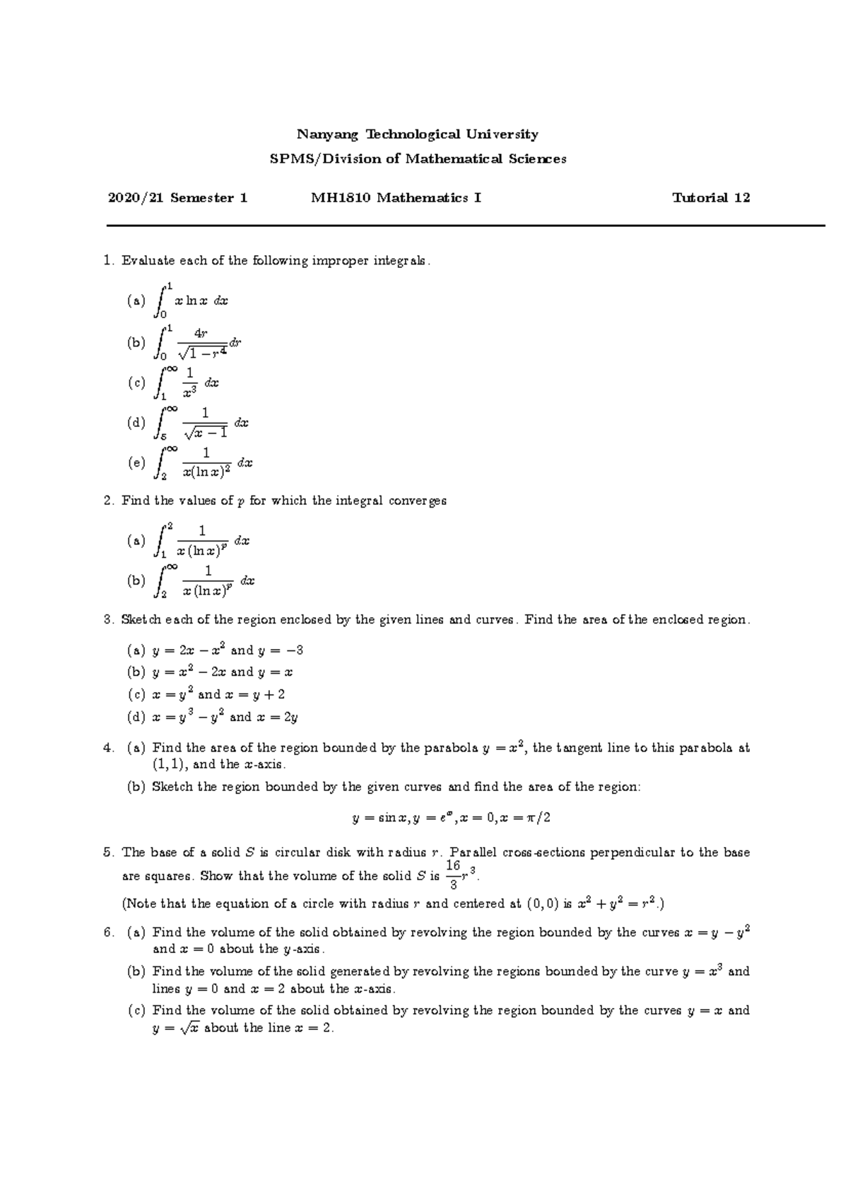 Tut12 - math - Nanyang Technological University SPMS/Division of ...