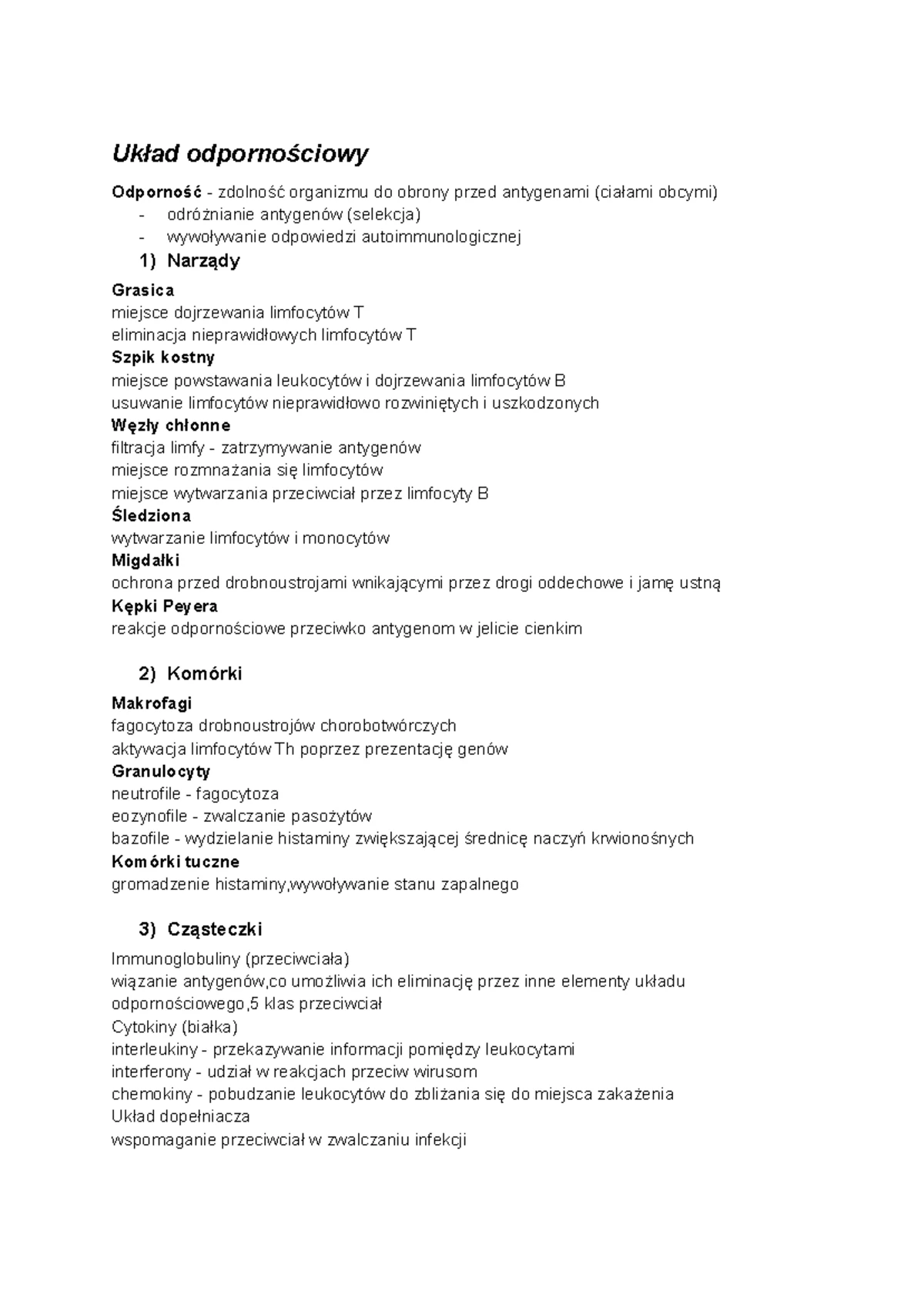 Sprawdzian biologia - spr - Wersja A Test podsumowujący rozdział II