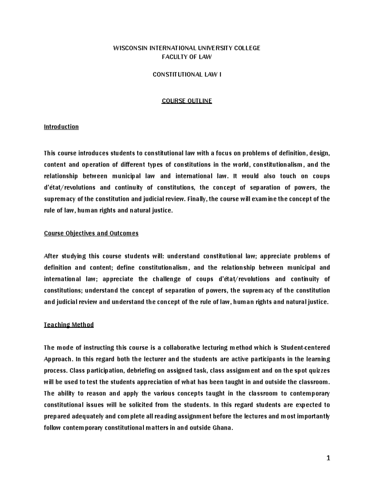Constitutional Law I Course Outline 2024: Key Concepts & Case Studies ...