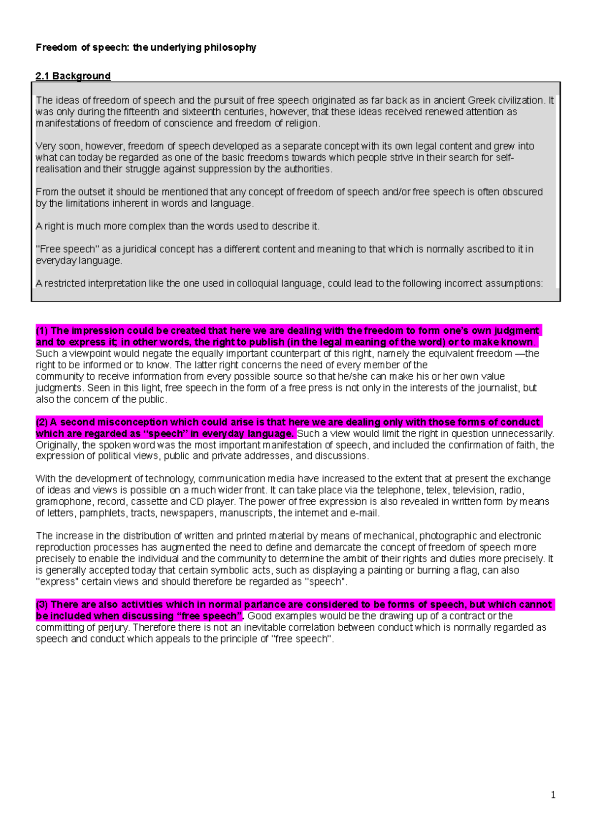 LCR4803 - Media Law Summary: The Philosophical Foundations of Free ...