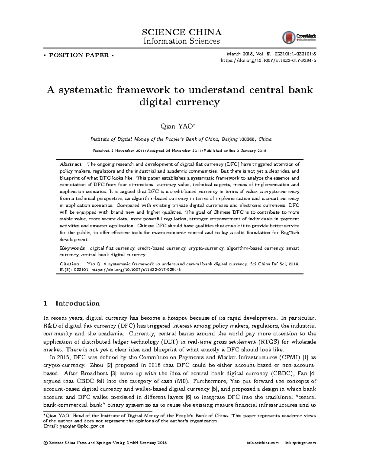 A Systematic Framework for Understanding Central Bank Digital Currency ...