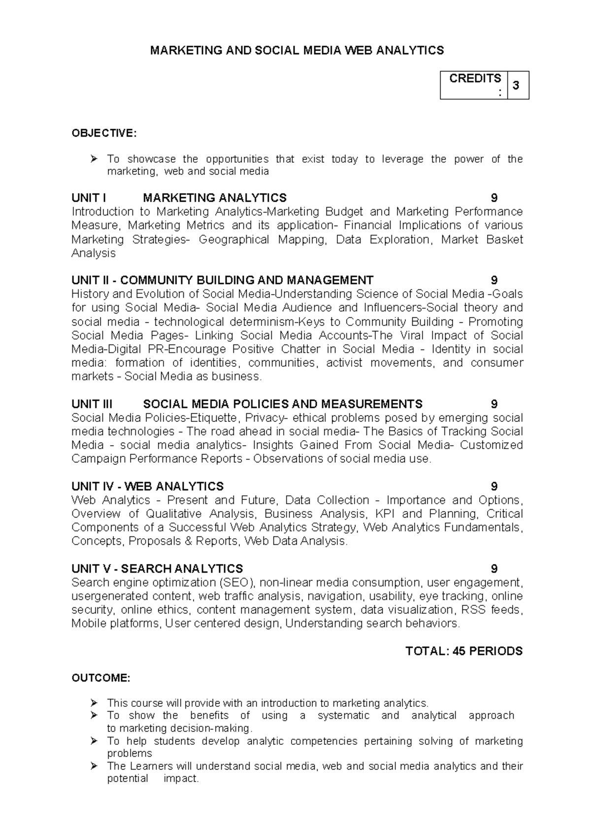 III-Sem-MKT 302: Marketing and Social Media Web Analytics Overview ...