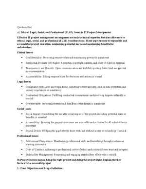 ICT Project Management Revised Paper 1 - ICT PROJECT MANAGEMENT REVISED ...