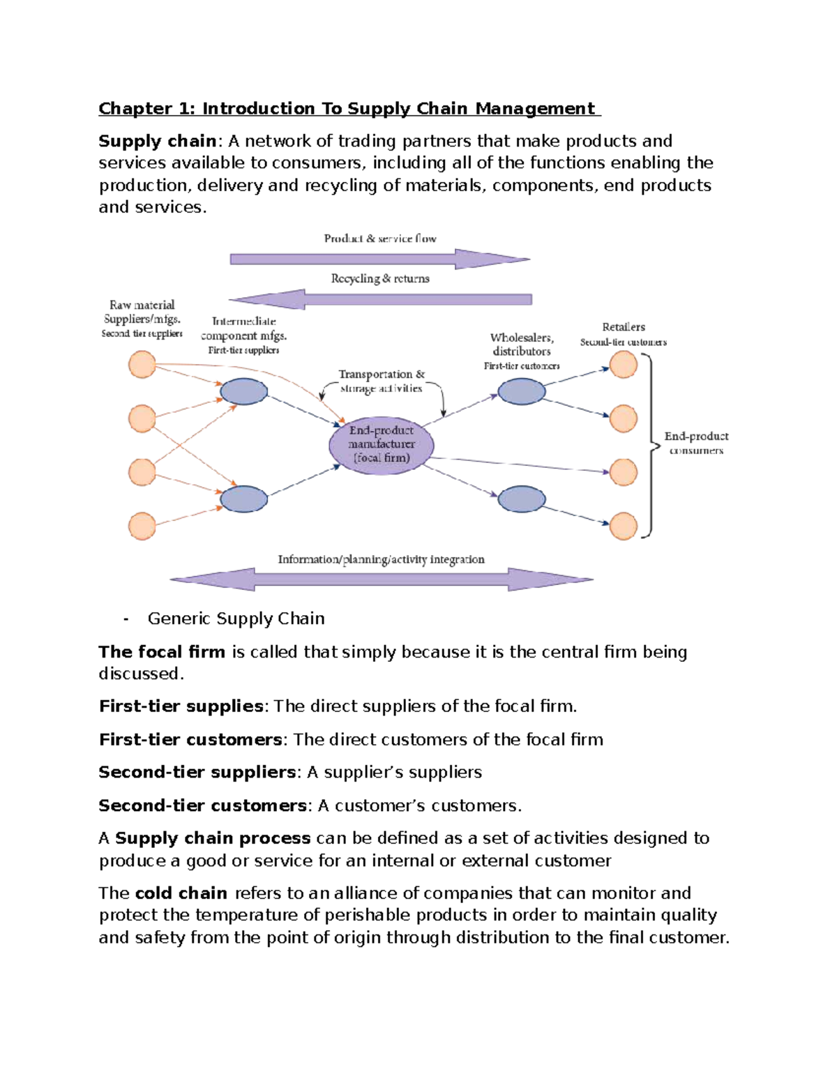 Chapter 1: Intro to Supply Chain Management Concepts - Studocu