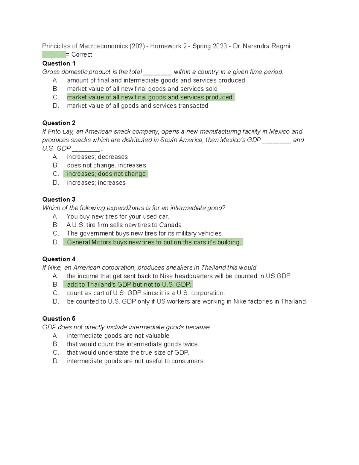 Principles of Macro (202) - Homework 2 Solutions - Spring 2023 - Studocu