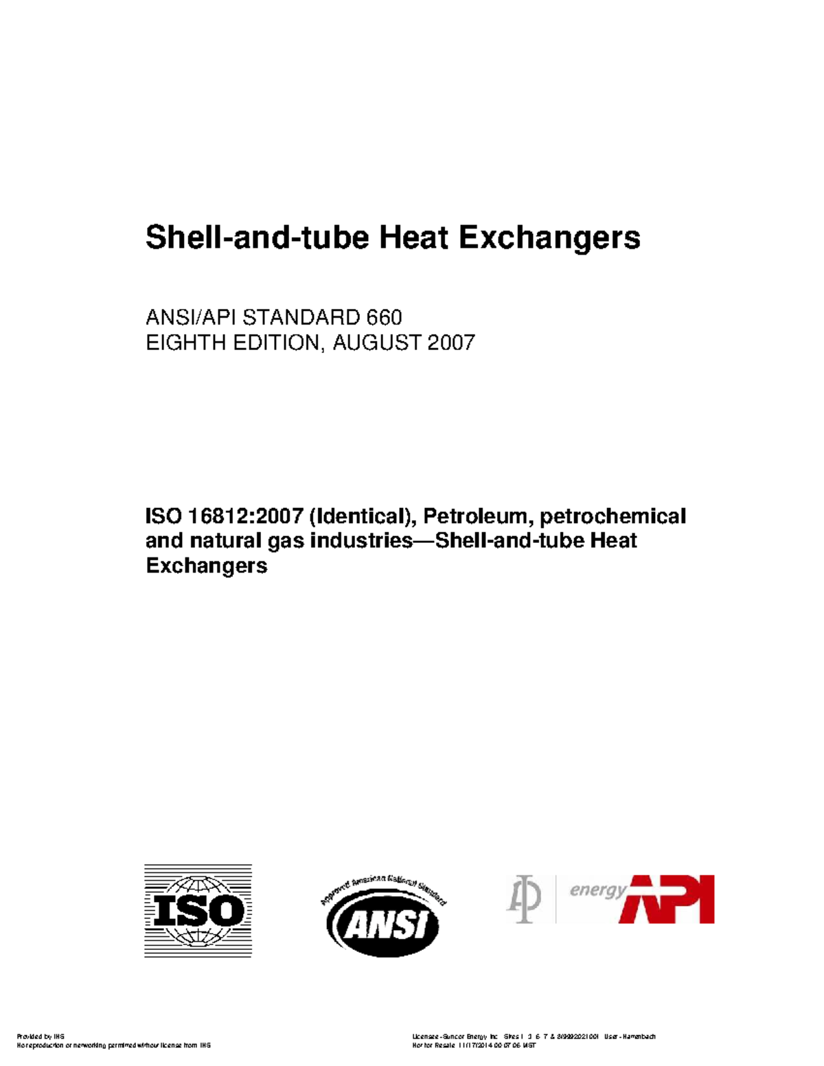 API 660: Heat Exchangers Standard - Eighth Edition Overview - Studocu