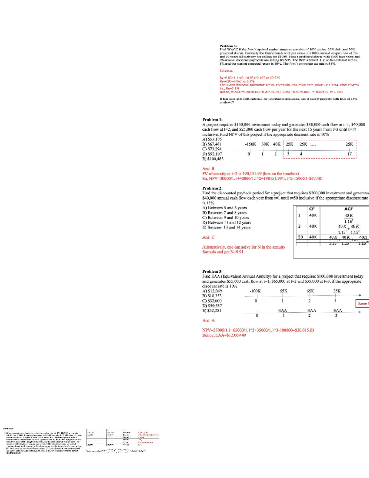 WACC calculation and project evaluation notes for FIN 301 - Studocu