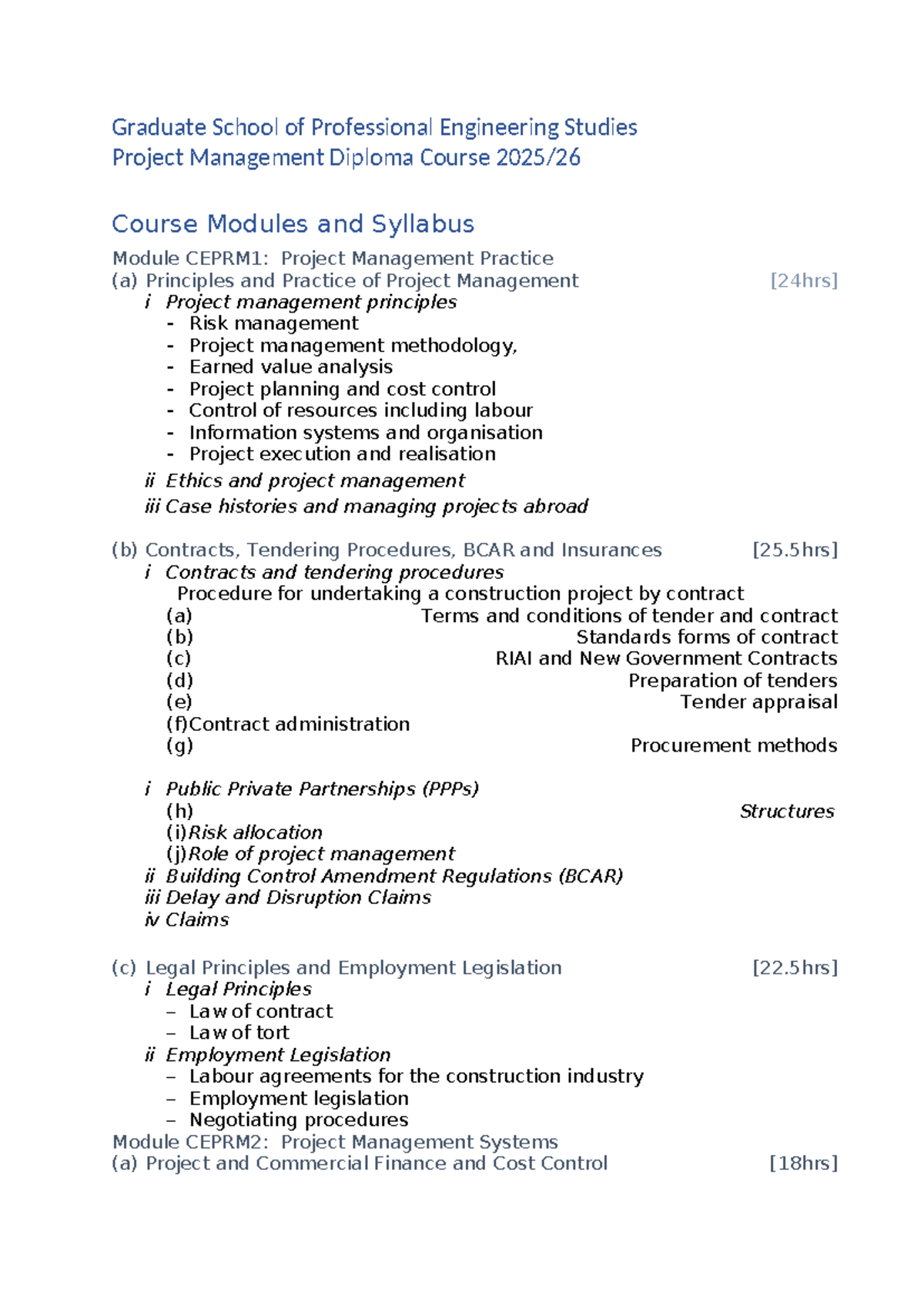 PM Syllabus 2025-26: Project Management Modules Overview - Studocu