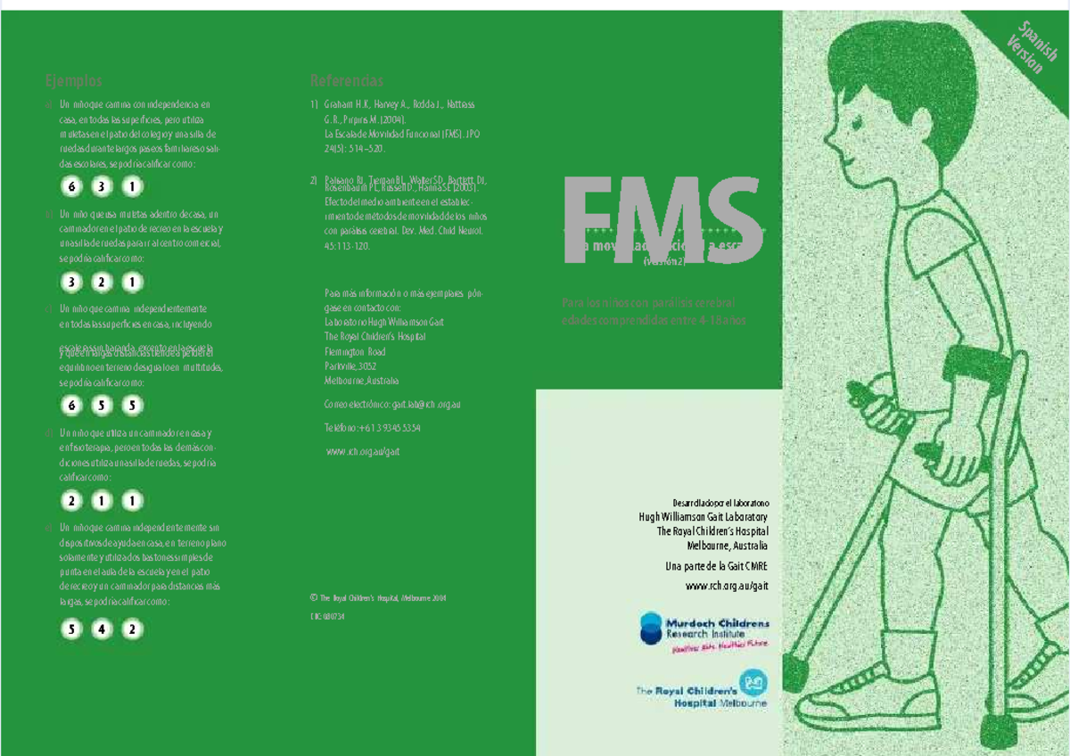 Escala de Movilidad Funcional (FMS) para Niños con Parálisis Cerebral ...