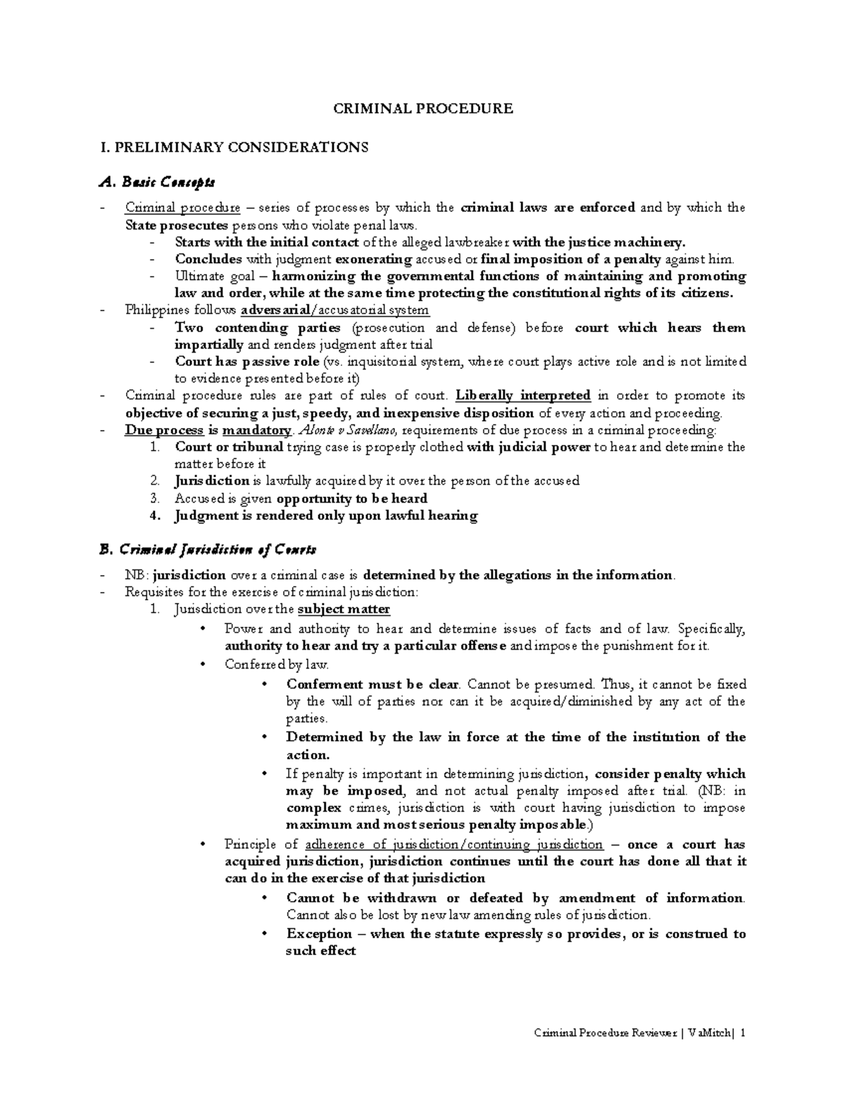 391431427 Criminal Procedure Notes 1 pdf - CRIMINAL PROCEDURE I ...