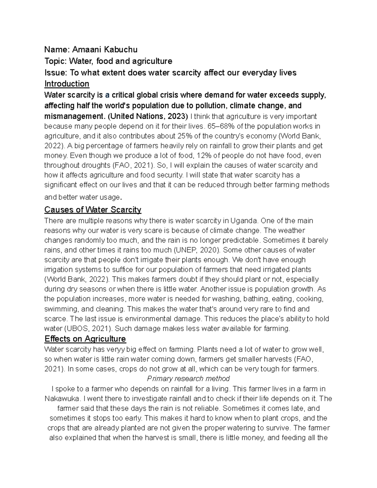 Water Scarcity's Impact on Agriculture & Food Security: A Study - Studocu