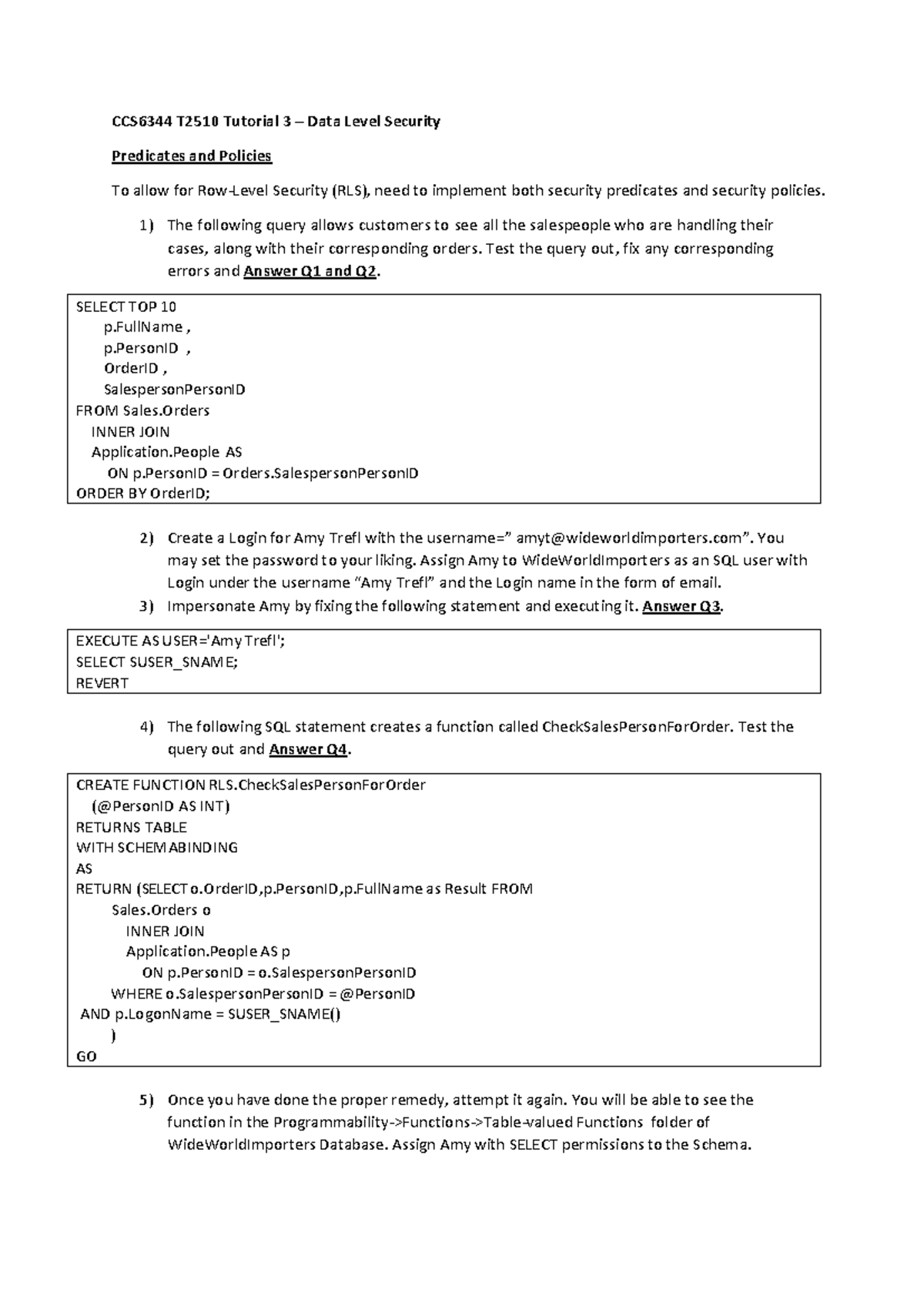 T2510 Tutorial 3 - Data Level Security - CCS6344 T2 51 0 Tutorial 3 ...